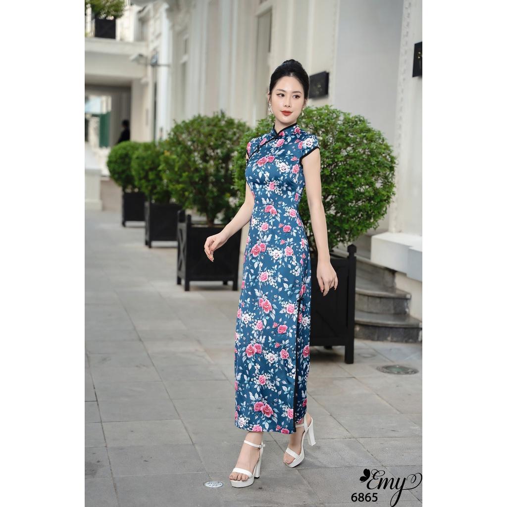 EMY EM6865 Sườn Xám Xanh Đen