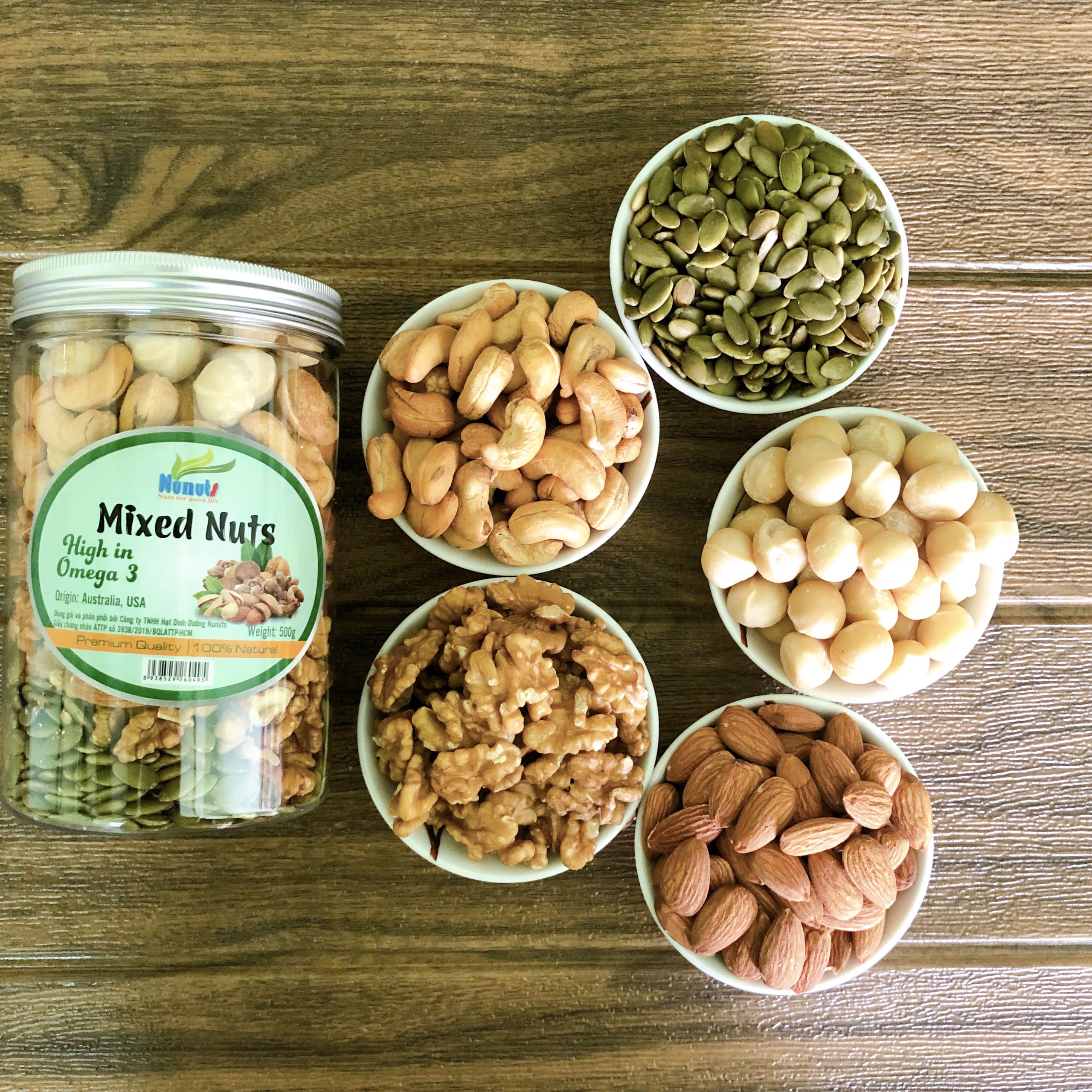 MIX 5 HẠT DINH DƯỠNG NUNUTS MÃ NN3 HŨ 500G