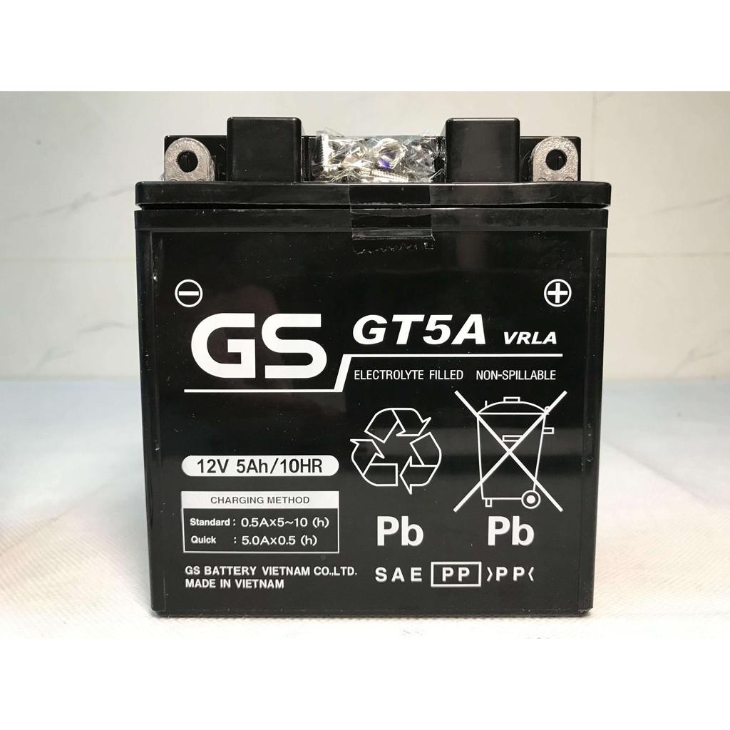 Bình ắc quy khô GS GT5A 12V-5Ah cho xe máy Dream, Wave, Future, Sirius, Jupiter, Taurus, Mio