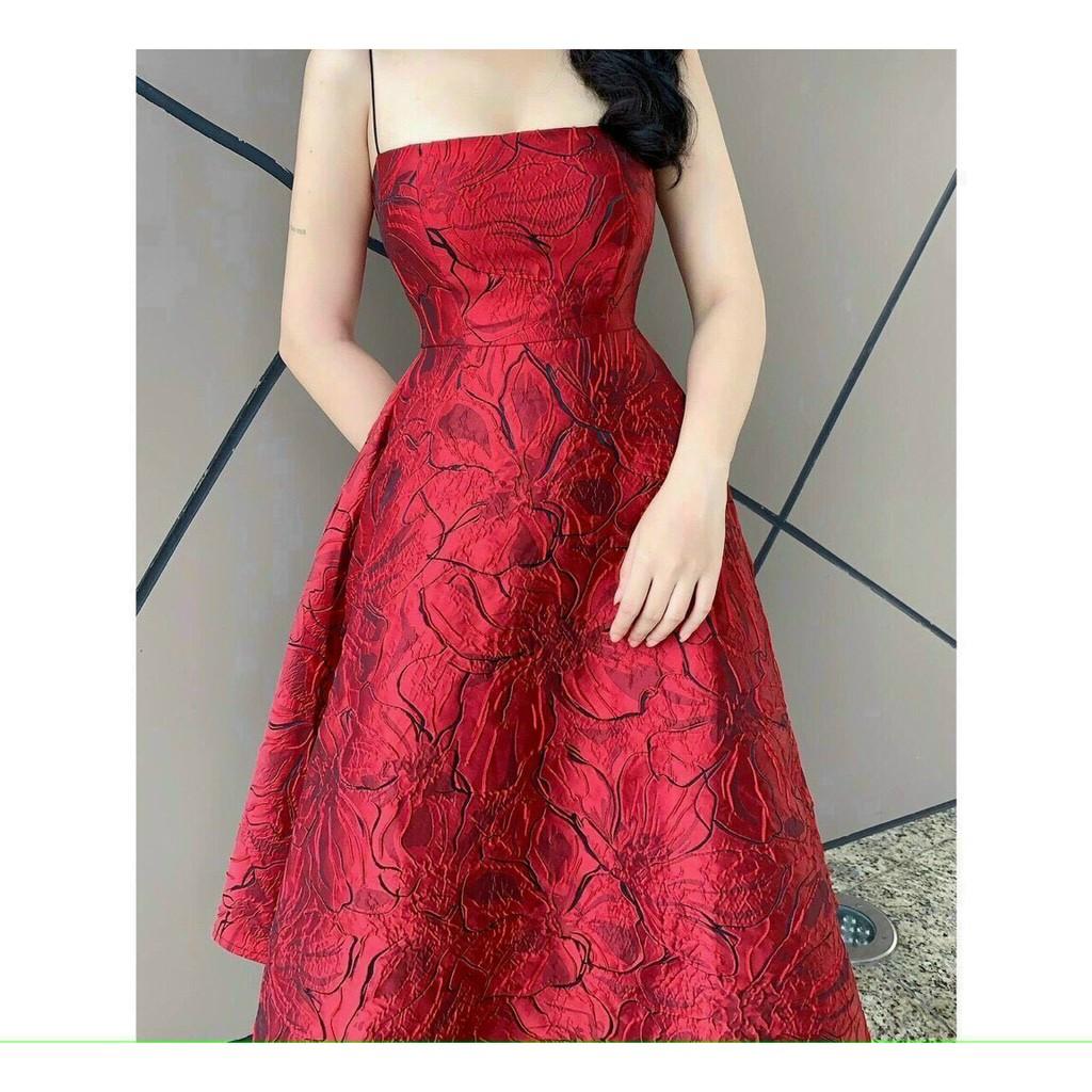 ĐẦM NỮ XÒE 2 DÂY GẤM TAPTA PHONG CÁCH TIỀU THƯ
