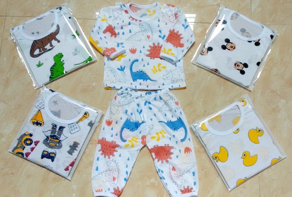 Combo 5 bộ coton giấy quần dài áo dài tay cho bé (mẫu ngẫu nhiên)