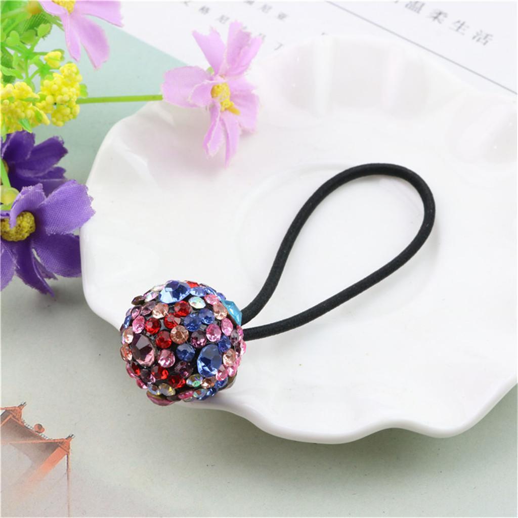 Diamond Ball Elastic Hair Ties Band Rope Hair Band Bun Ponytail Holder Maker Ring