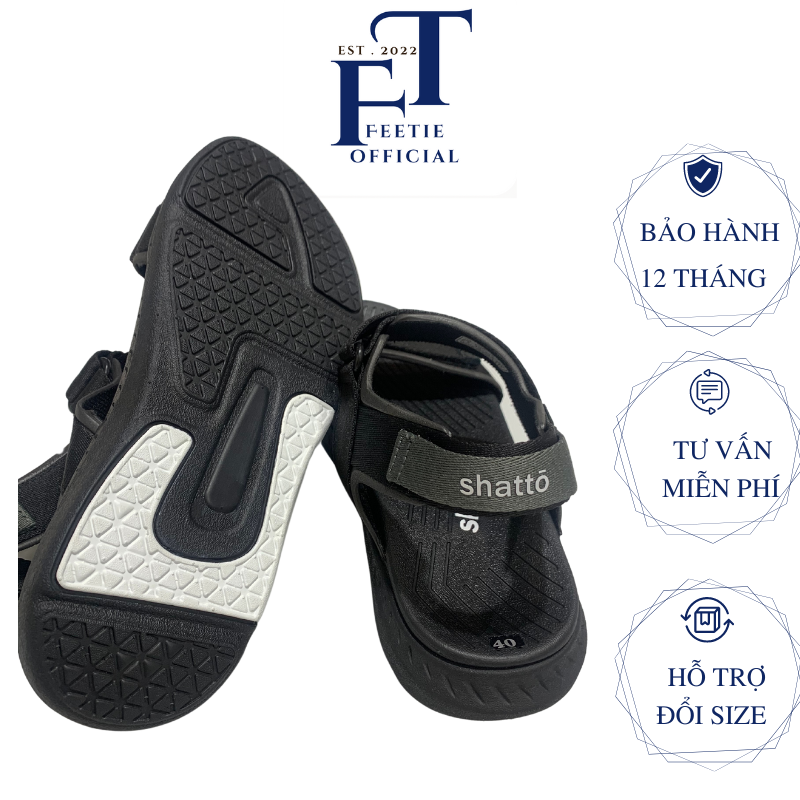 Dép Sandal Nam Nữ Shatto Quai Ngang/ Quai Chéo Đen Thời Trang Mang Đi Học,Đi Chơi cao 4cm Đế Bằng (Có Sẵn)