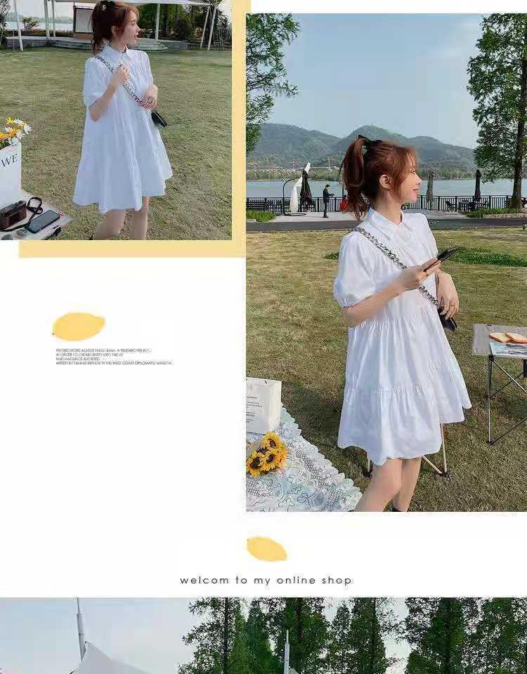 SHUANGYAN Mùa hè Pháp ngọt ngào bong bóng tay áo đầm nữ 2021 Hàn Quốc lỏng lẻo nhỏ sentie búp bê váy ẩm ướt