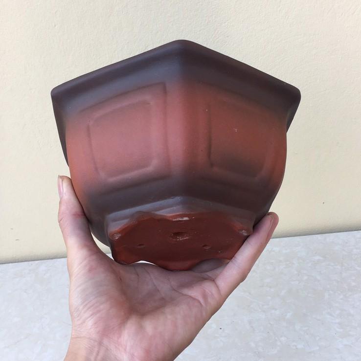 Chậu bonsai Lục giác mini đất nung gốm Bát tràng 1 size BM-40