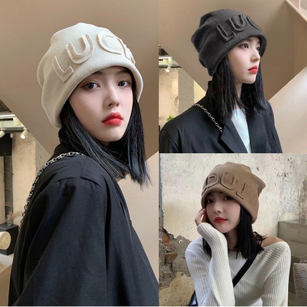 Mũ len nữ thời trang , nón len beanie thêu chữ LUCK hàng loại 1