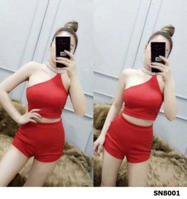 Sét lệch vai phối đô cổ pha lê