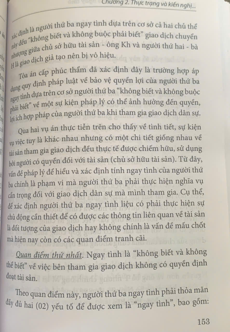 Bảo vệ quyền lợi của người thứ ba ngay tình (sách chuyên khảo)