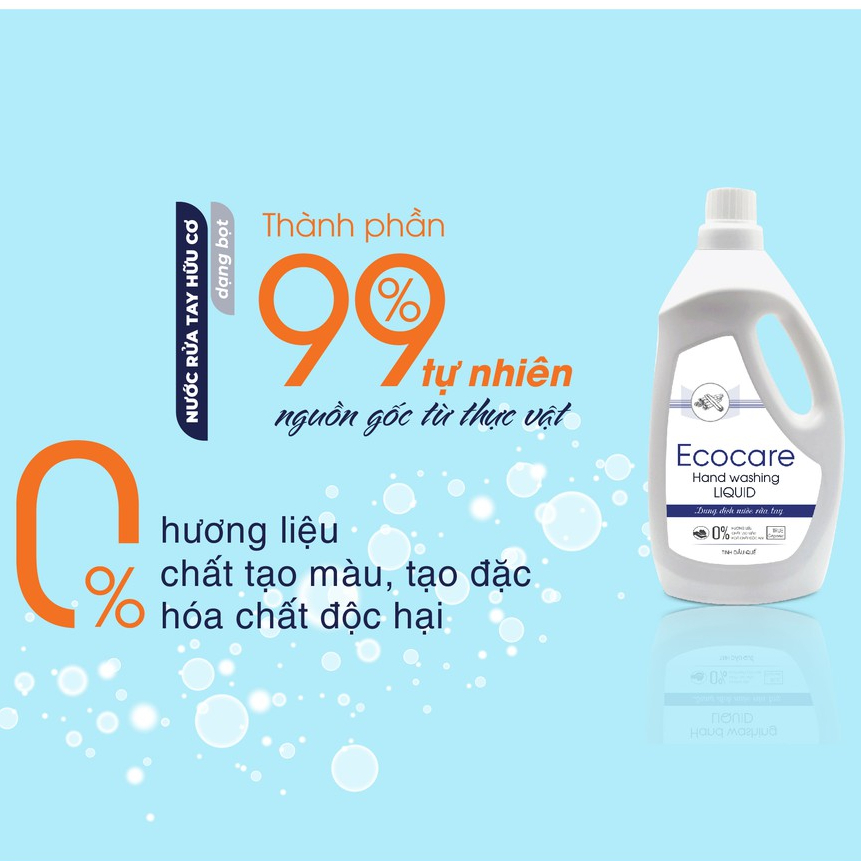 Nước rửa tay hữu cơ diệt khuẩn dạng bọt hương Cam 1000ml thương hiệu Ecocare ( tặng kèm vỏ tạo bọt)