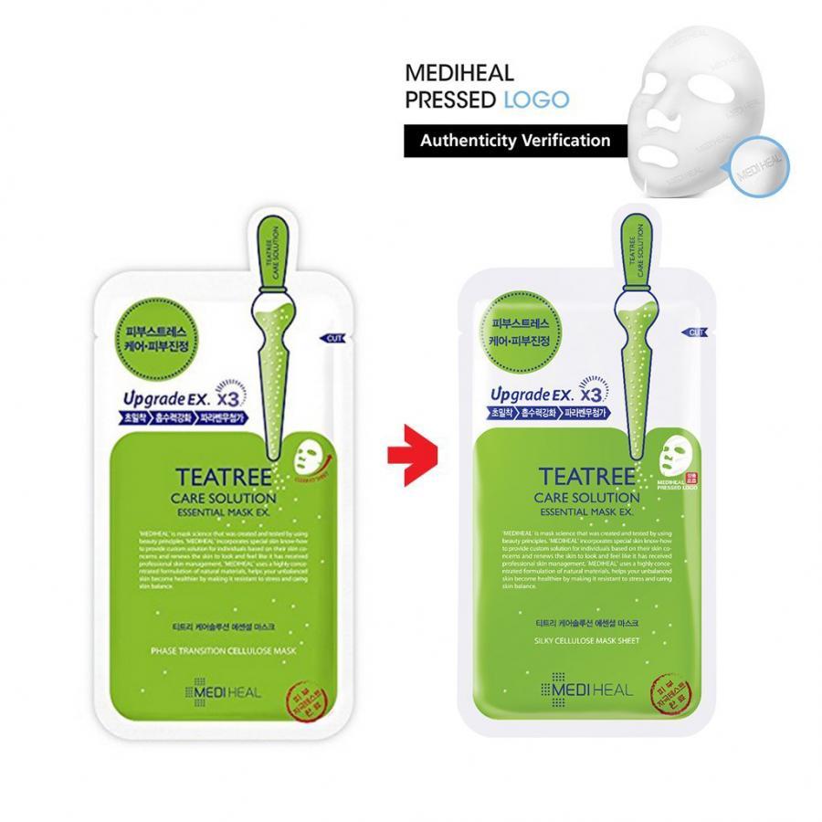 Hộp 10 Mặt nạ dưỡng da giảm mụn chiết xuất tràm trà Mediheal Teatree Solution Essential Mask Ex