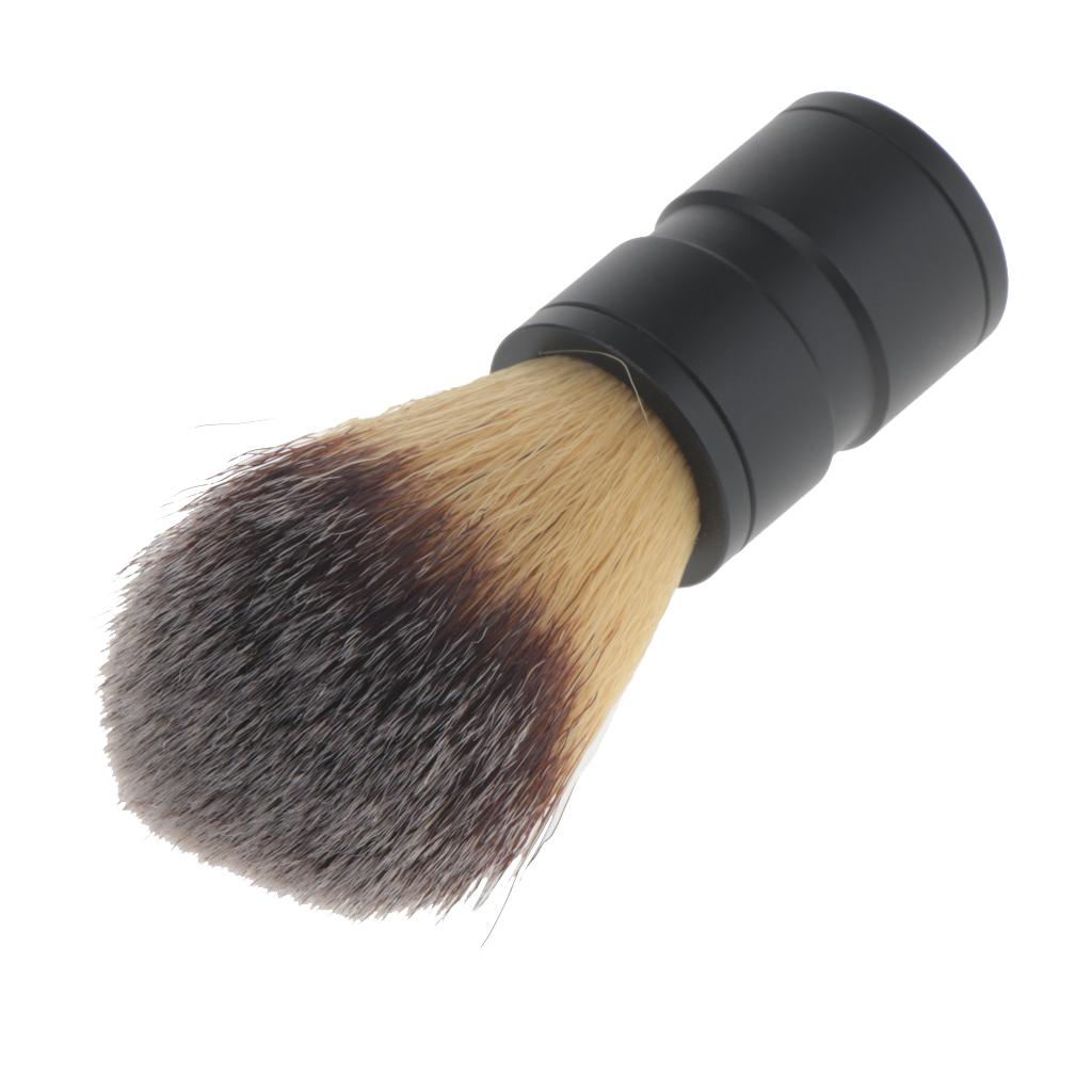 Men's Facial Shaving Nylon Hair Brush Alloy Handle Shave Tool Beard Clean