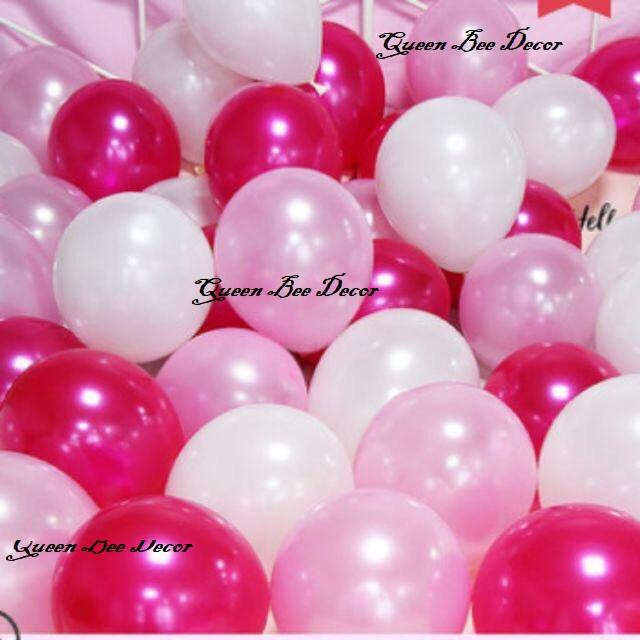 Combo Bóng Bay Màu Hồng Nhũ Trang Trí Sinh Nhật, Đám Cưới