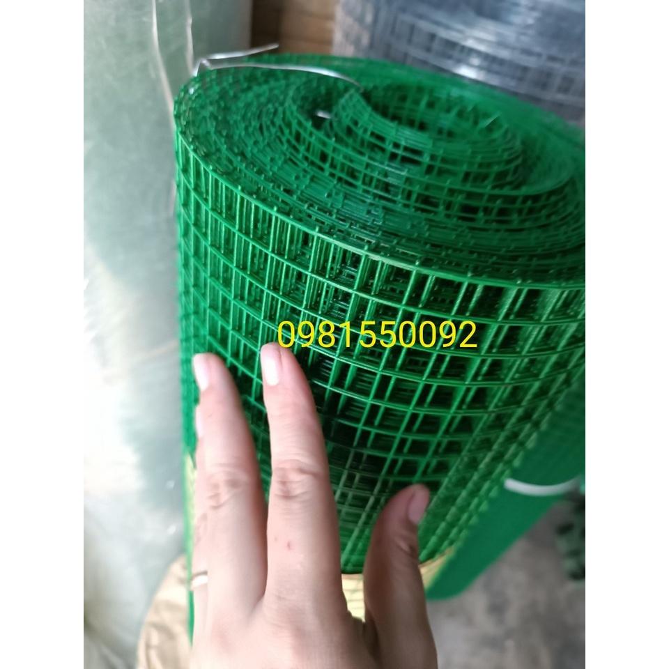 (Khổ cao 50cm),Lưới sắt bọc nhựa màu xanh làm chuồng gà vịt ( ô vuông rộng 1,2cm và 2cm)