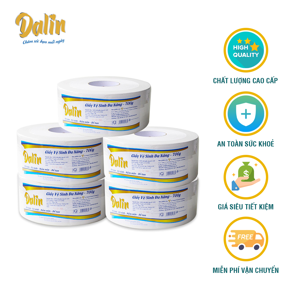 COMBO 4 GIẤY VỆ SINH CUỘN LỚN DALIN 700G TIẾT KIỆM