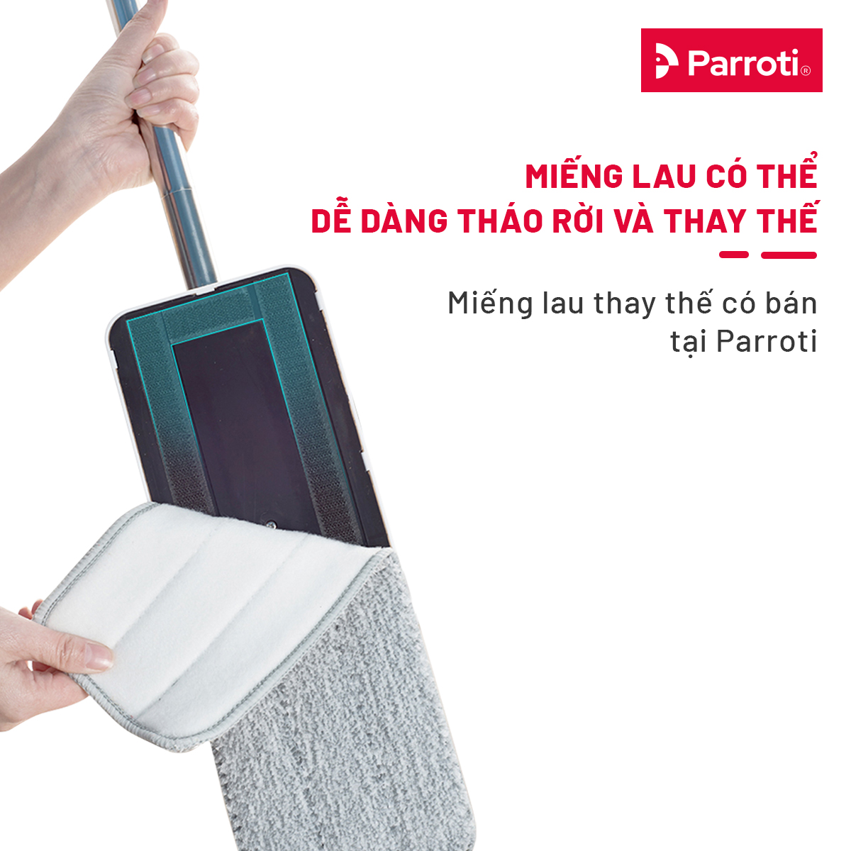 Bộ cây lau nhà tự vắt thông minh, chổi lau nhà 360 độ, lau sạch khô nhanh - Parroti Pro PR01