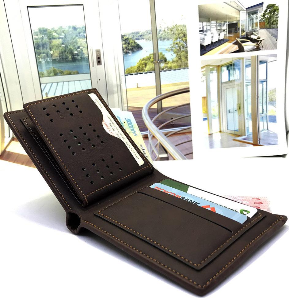 Ví , bóp da nam cao cấp có khóa kéo,  có hộp và túi làm quà tặng