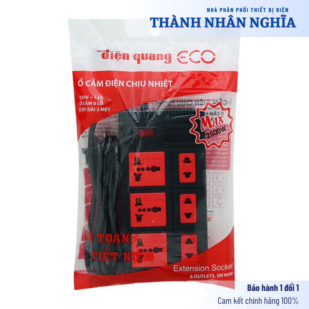 Ổ cắm Điện Quang ECO ĐQ ESK 6ECO (6 Lỗ hỗn hợp)