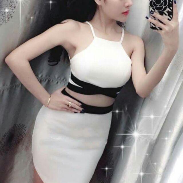 Sét yếm croptop phối đen sexy