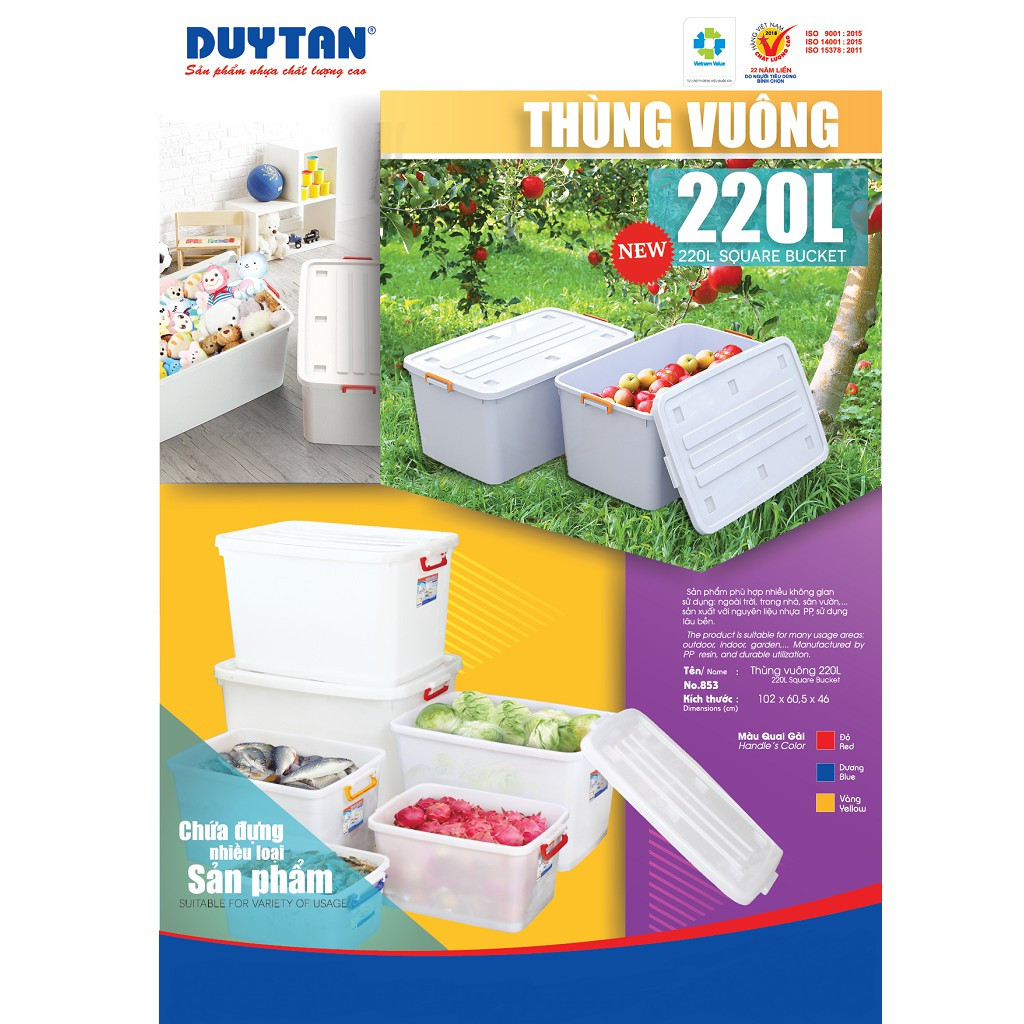 Combo 2 Thùng Nhựa Duy Tân Có Bánh Xe Dễ Dàng Di Chuyển 15Lit | TriTin