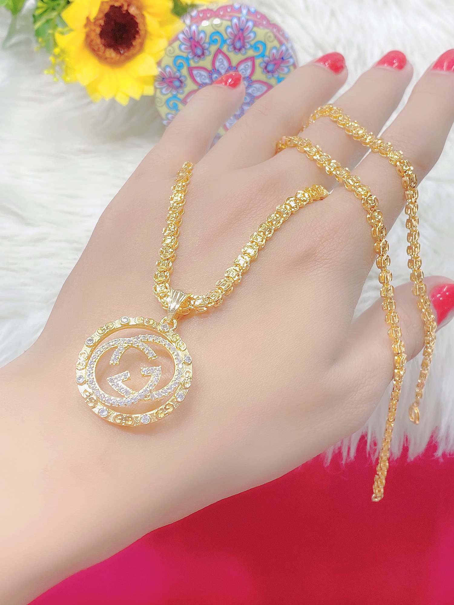 Dây chuyền nữ mặt xoàn mạ 18k cao cấp H253
