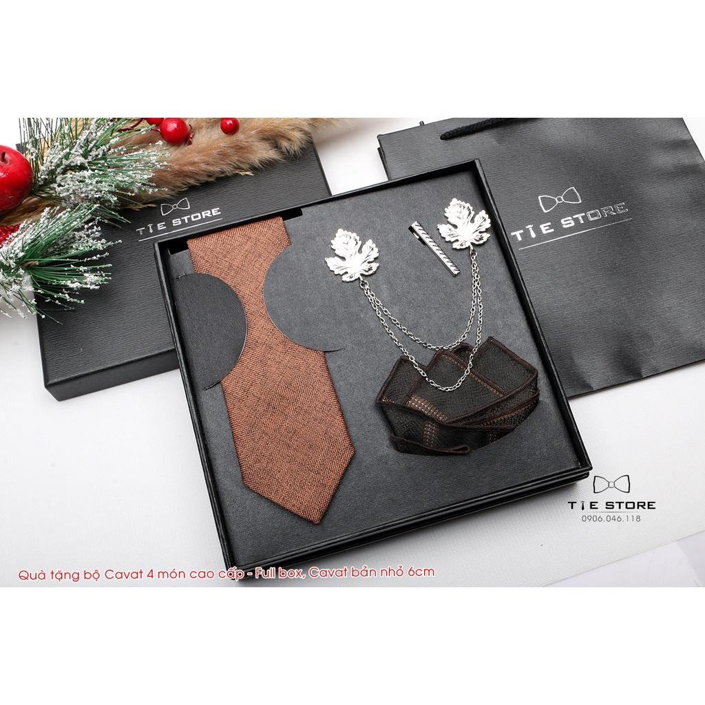 Cavat Bộ Cao Cấp Hàn Quốc 4 món Phụ Kiện - Full box kèm túi xách, màu nâu sáng