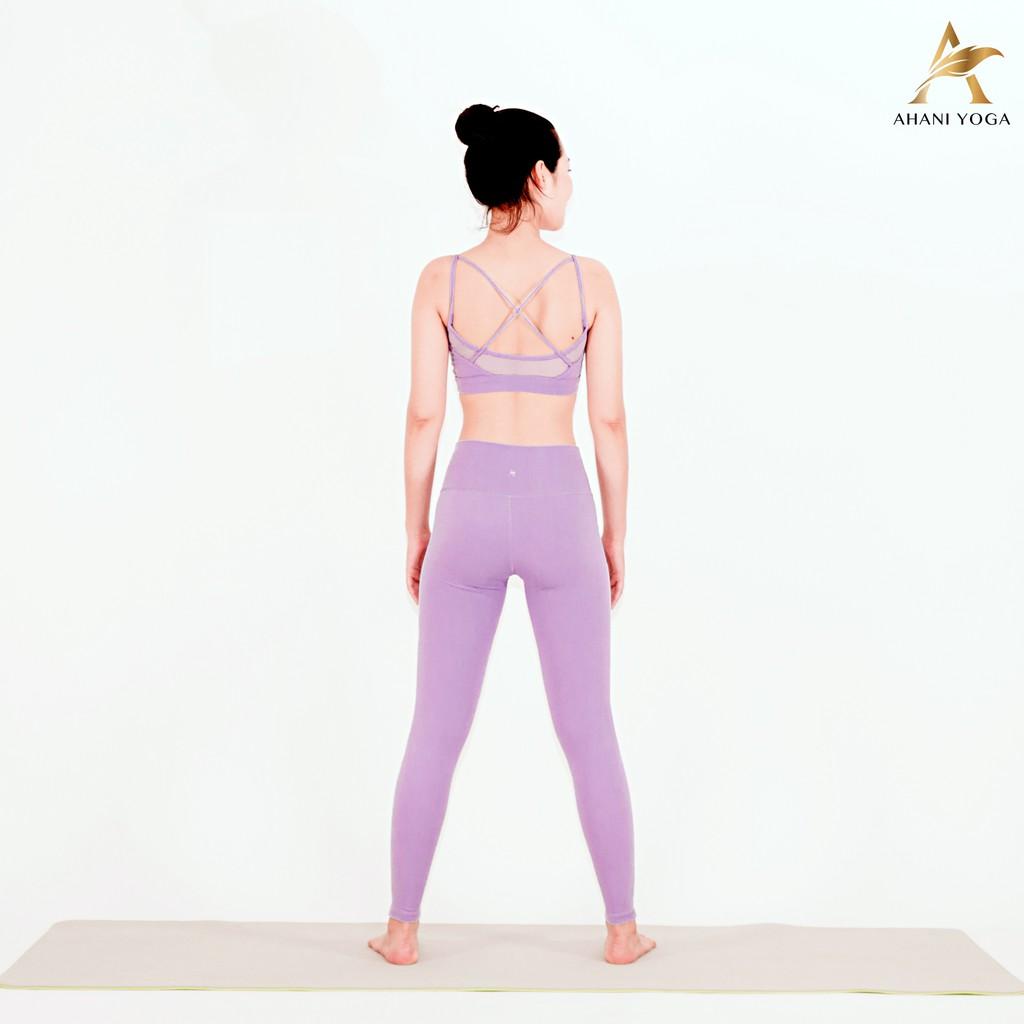 Set đồ tập yoga, gym, bộ quần áo tập thể thao cao cấp thương hiệu Ahani yoga màu tím