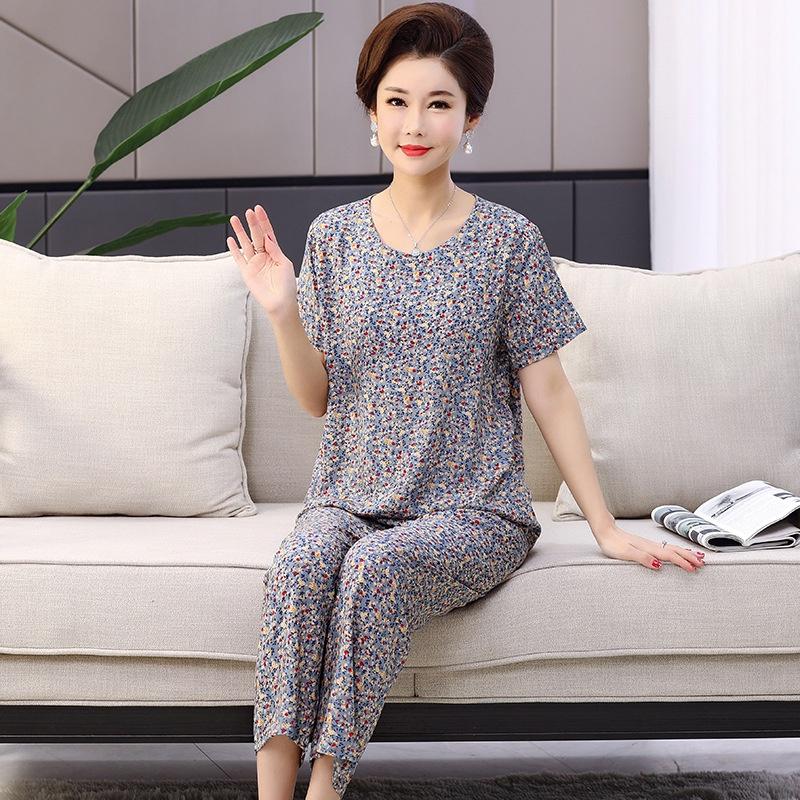Đồ Bộ Trung Niên - Set Mặc Nhà Áo Ngắn Quần Dài Nhiều Màu Hoạ Tiết Vải Lanh Sợi Tự Nhiên CDDT01