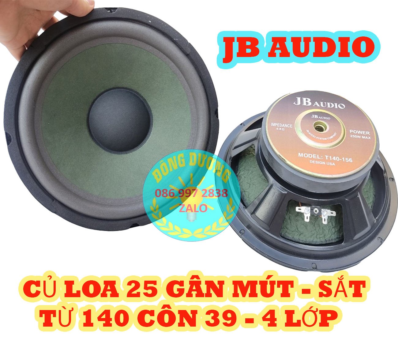 LOA BASS 25 JB AUDIO GÂN MÚT TỪ 140  COIL 39MM - 4 LỚP DÂY - KHUNG SẮT - HÀNG SIÊU RẺ