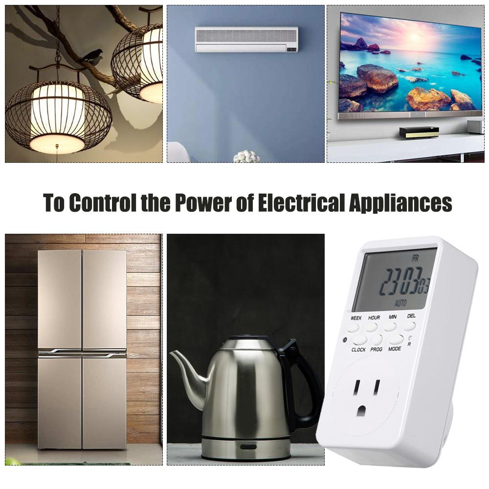 Digital Timer Switch Socket LCD Display Plug-in Programmable Time Switch Energy Saving Intelligent Electronic Timing Socket