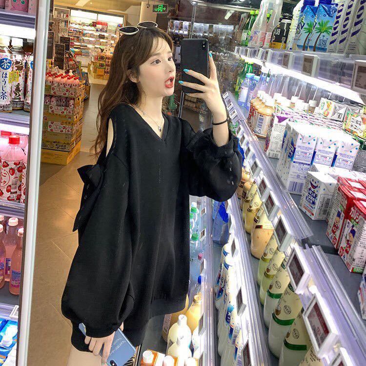 Áo Thun SWEATER Tay Nơ Áo Nỉ Da Cá Nữ Tay Bồng Dáng Rộng Ulzzang