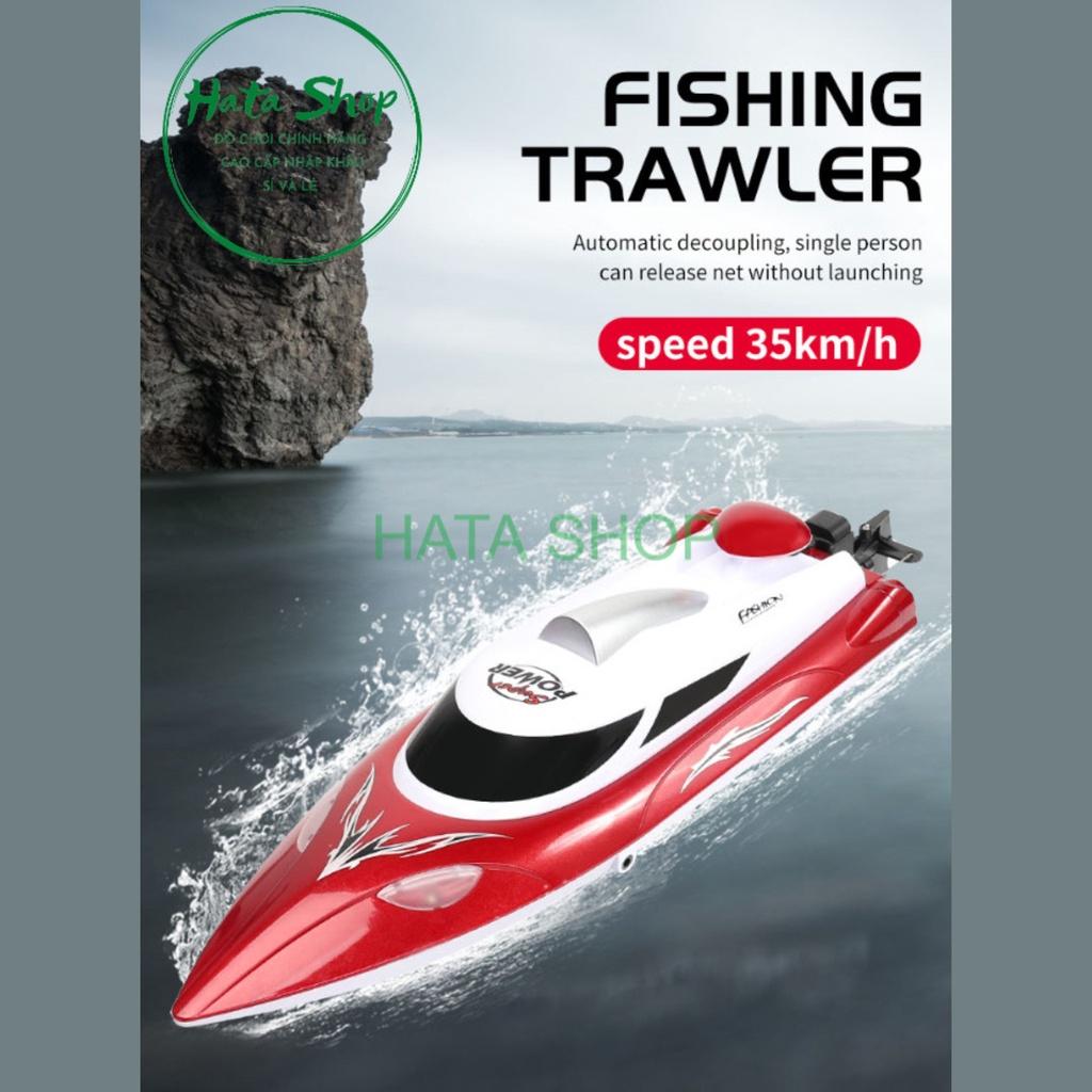 Tàu Cano Kéo Lưới Đánh Cá HJ809 Fishing Boat Điều Khiển Từ Xa Pin 3000mAh 35km/h