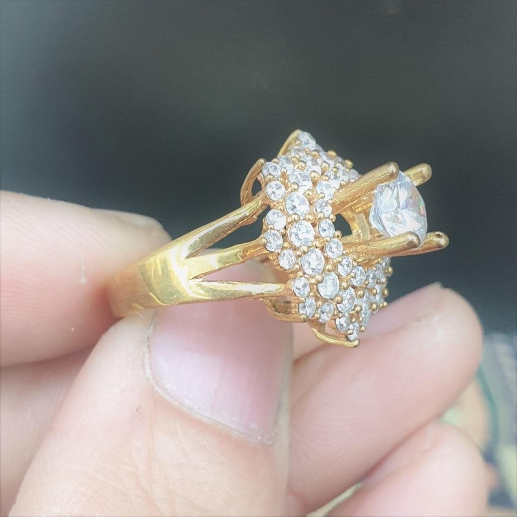 Nhẫn Full Xoàn Kiểu Hoa 8 Cánh Vàng Đá Vonfram Cao Cấp-Bao dùng 5 năm