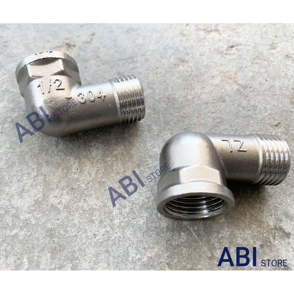 Cút ren ngoài dn15 , co điếu inox nối, co 1 đầu ren trong 1 đầu ren ngoài, cút vuông 21