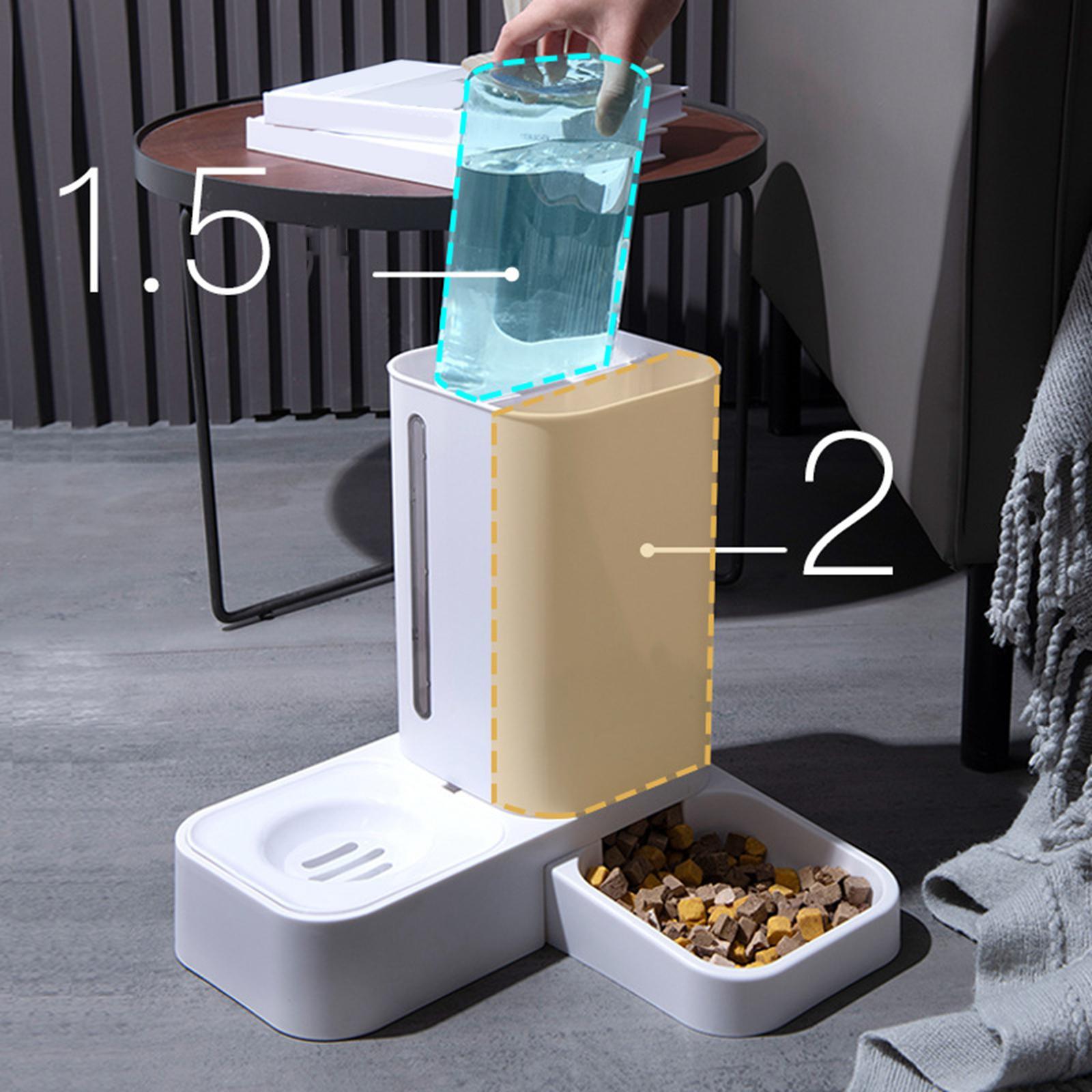 Large Automatic Pet Bowl Water Fountain Dog Cat Food Dispenser Drink Dish