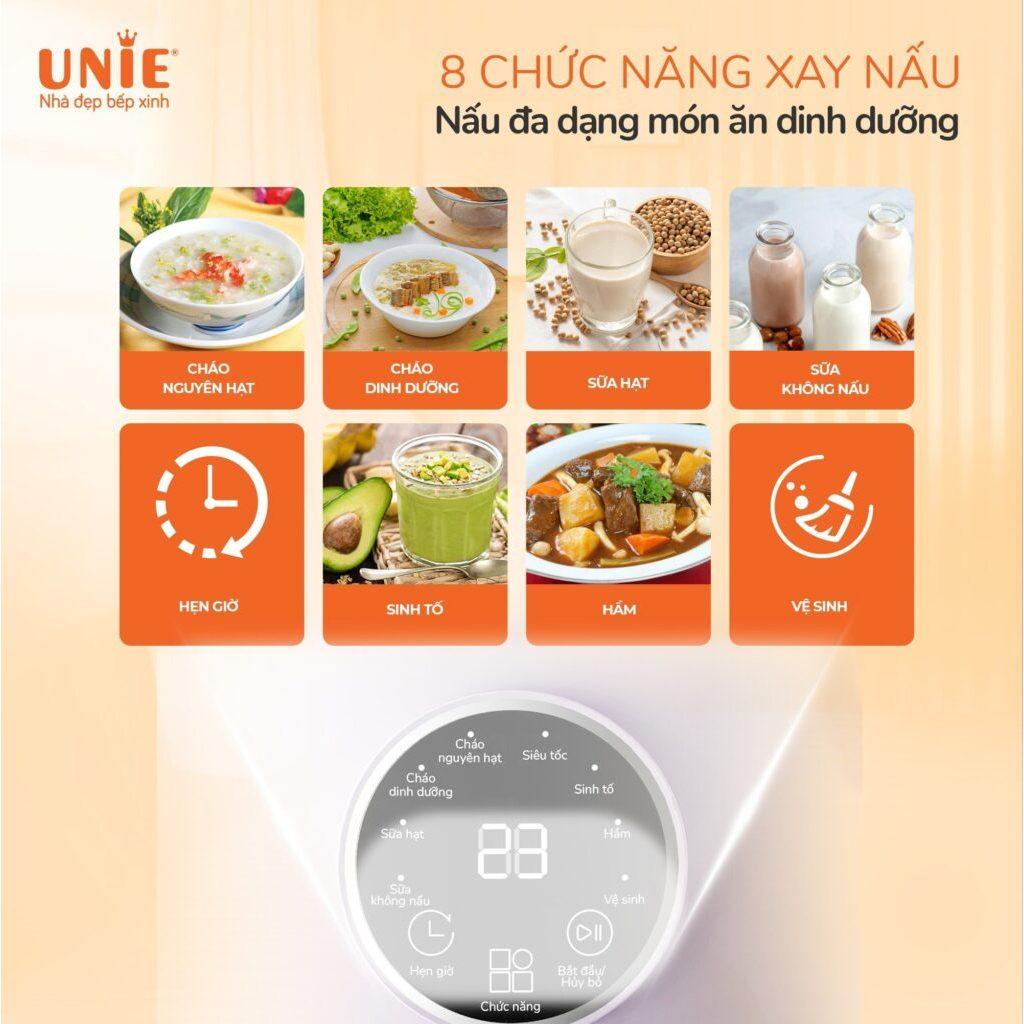 Máy Làm Sữa Hạt Unie UMB10, 1.0Lit - 1000W, Tạm Dừng Khi Nấu, Lưỡi Dao 8 Cánh, Hàng Chính Hãng