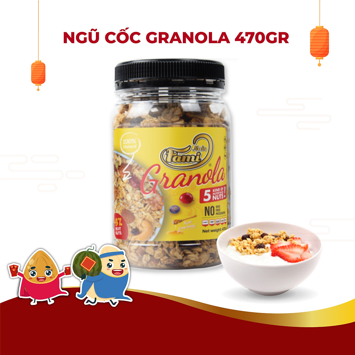 HẠT DINH DƯỠNG NGŨ CỐC GRANOLA FAMINUTS - Hũ Nhựa 470g - Ngũ Cốc Giảm Cân