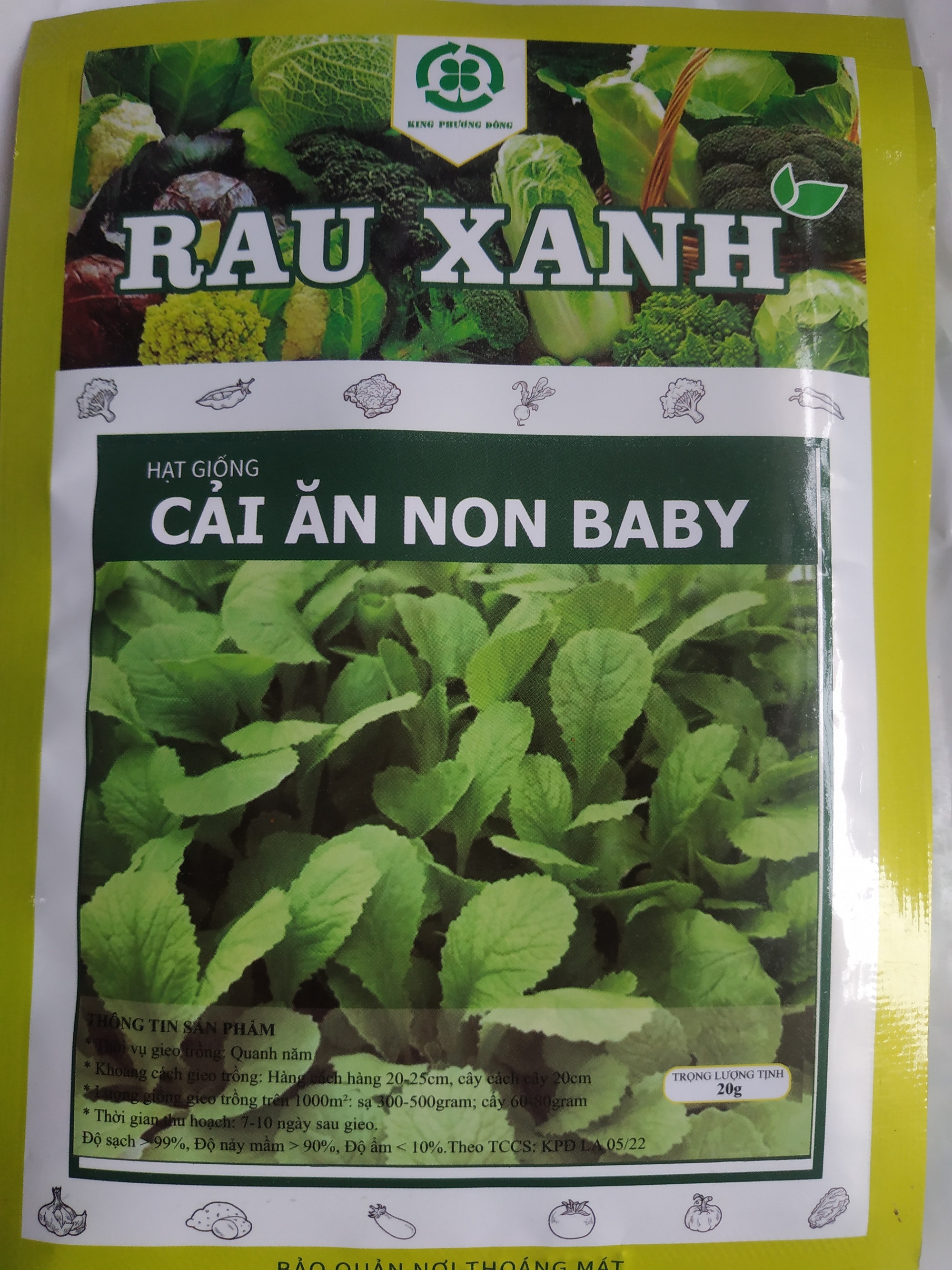 Hạt giống CẢI ĂN NON BABY - gói 20 gram