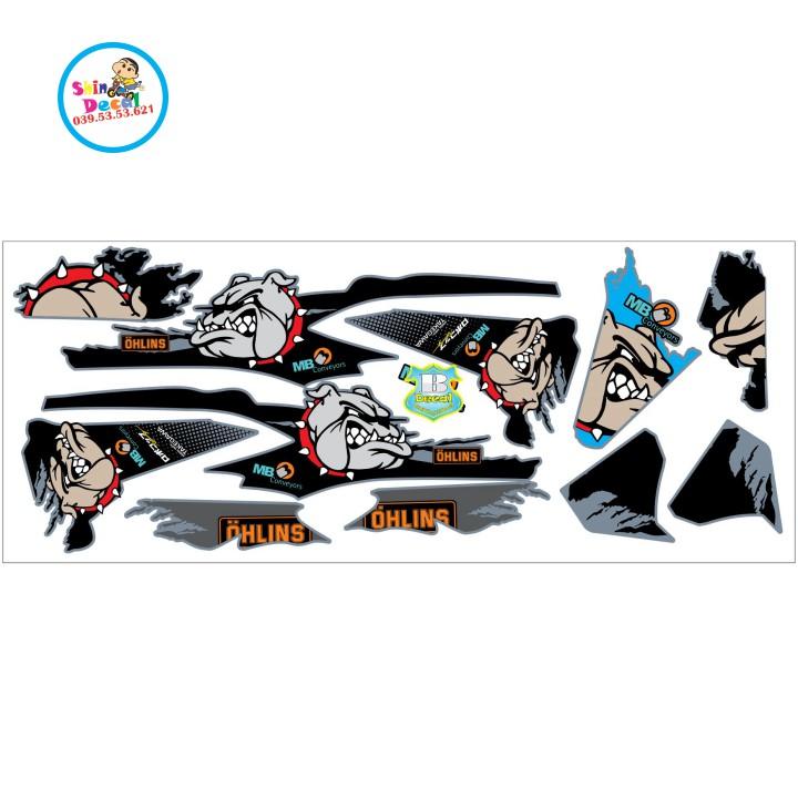 Tem xe vario 150 chó bull dog dán xe xám xi măng