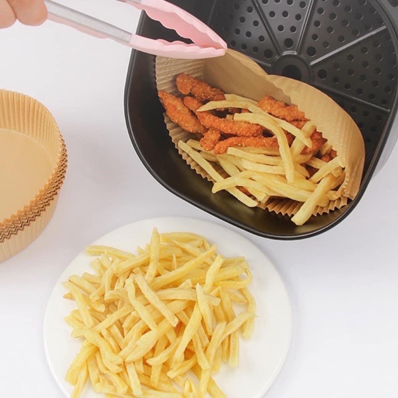 Set 10 khay giấy bạc lót nồi chiên không dầu, combo 10 khay giấy nướng đồ ăn, set 50 khuôn giấy nến nướng bánh