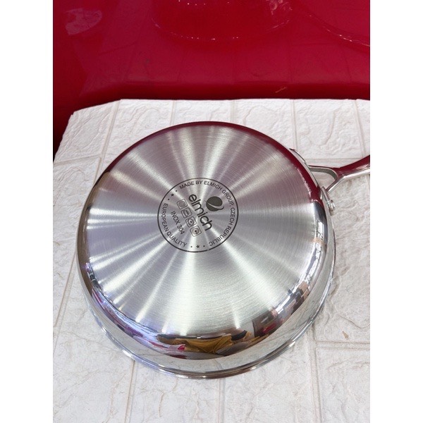 Chảo Xào Inox 304 Đáy Từ Đúc Liền Nguyên Khối Elmich size 20, 24, 26, 28cm