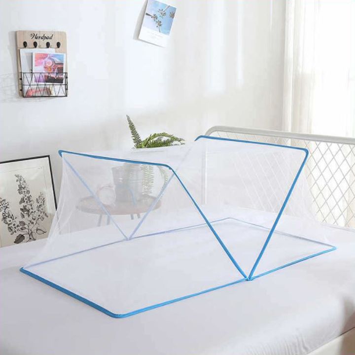 Màn xếp gấp gọn chống muỗi Gia Long-Phiên bản màu xanh