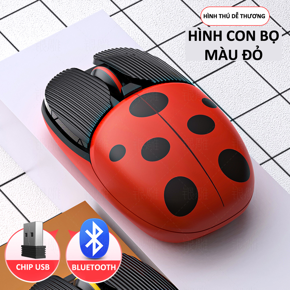 Chuột không dây A10 thiết kế nhỏ gọn in hình thú cưng dễ thương kết nối bằng Bluetooth và chip USB tiện lợi dùng cho văn phòng, chơi game - Hàng Chính Hãng