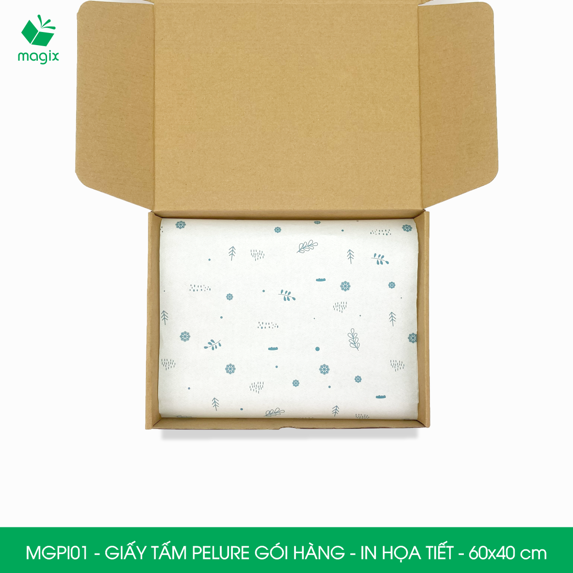 MGPI01 - Combo 100 tấm giấy Pelure gói hàng in họa tiết - 60x40 cm
