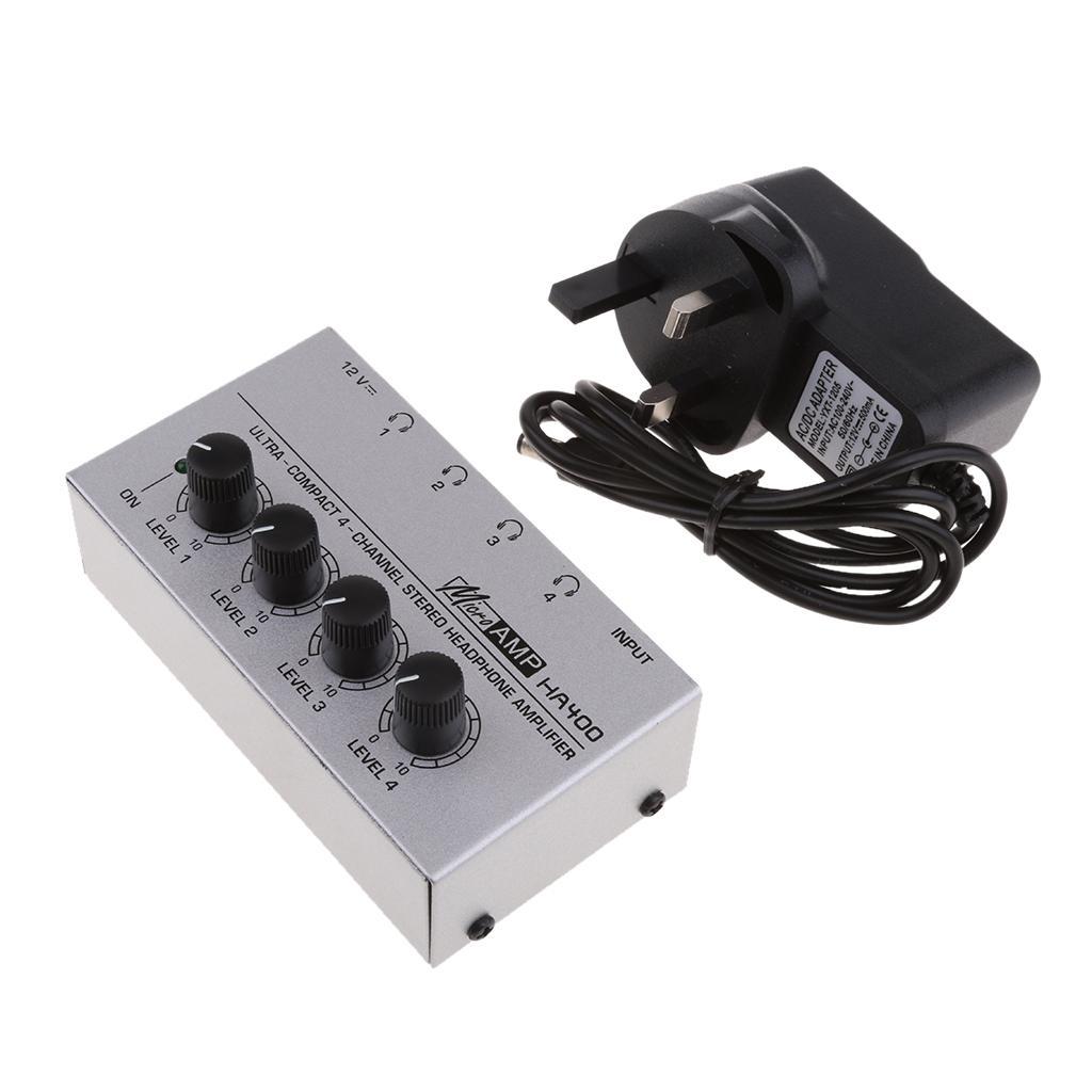 UK Plug Audio Amplifier Compact 4-channel Stereo Headphone