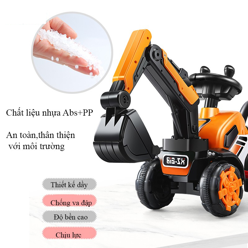 Xe cẩu cho bé cỡ lớn có thể điều chỉnh cần múc phù hợp trẻ em 2 - 6 tuổi