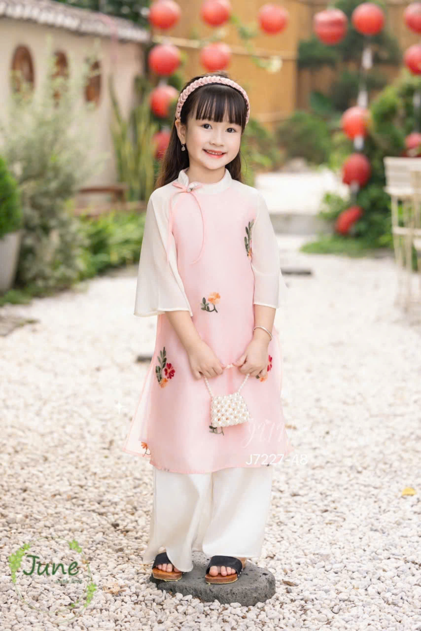 Bộ áo dài tết cho bé gái mẫu HOA xinh xắn diện tết năm mới giáng sinh noel từ 12-50kg hàng thiết kế cao cấp