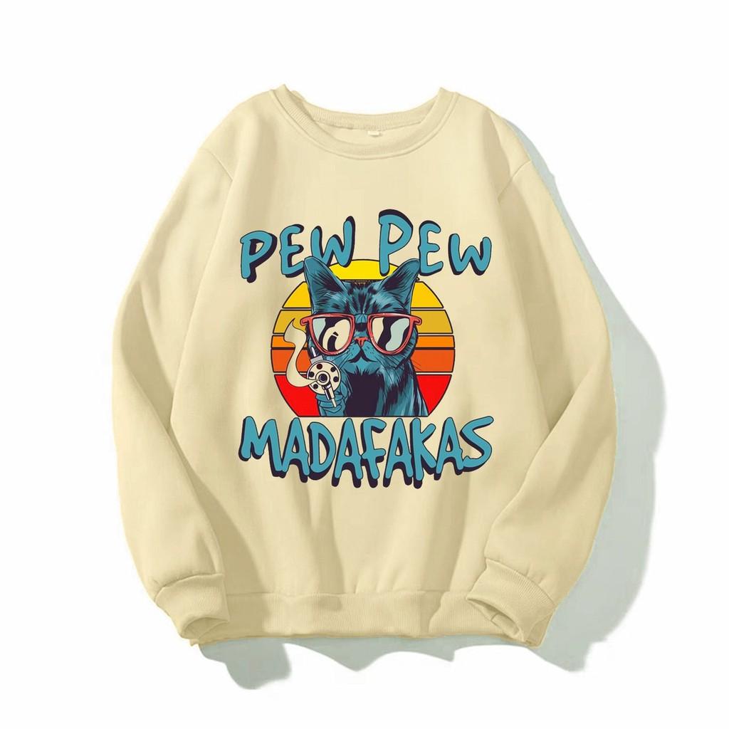 Áo sweater nam nữ in hình PEW PEW dễ thương, chất nỉ dày dặn, hợp làm áo cặp - DS124