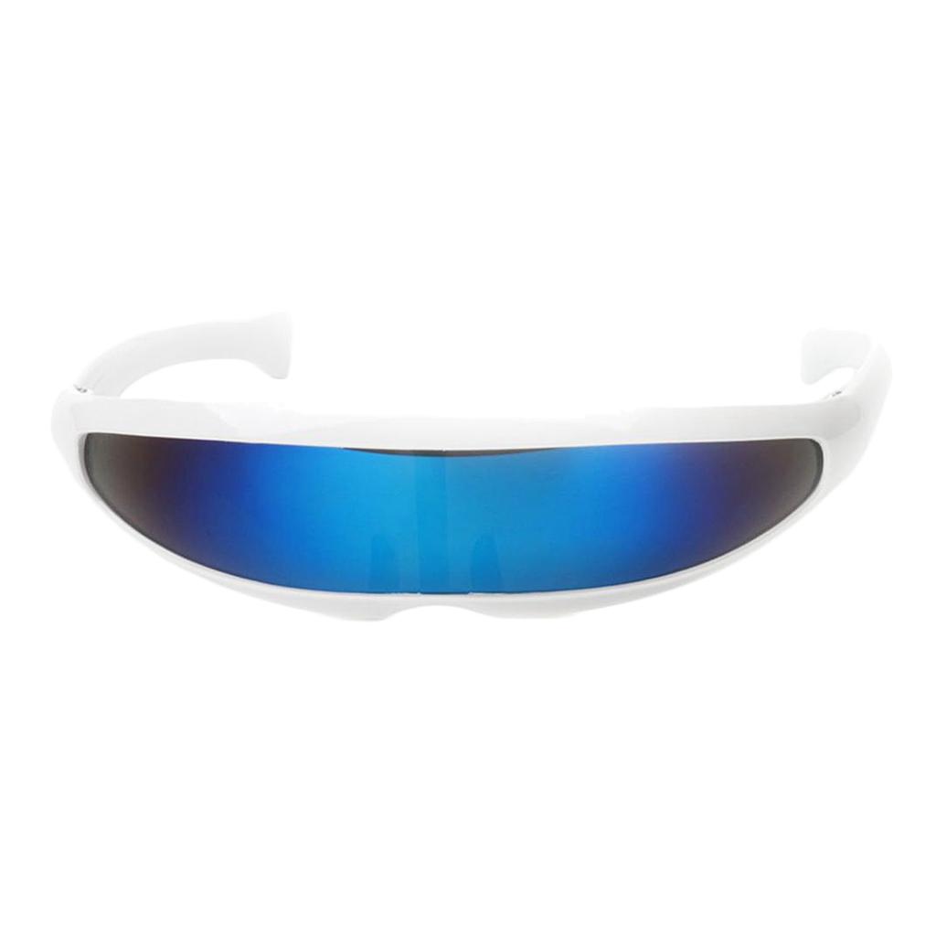 Hình ảnh 6pcs Futuristic Narrow Lens Visor Eyewear Sunglasses White Frame