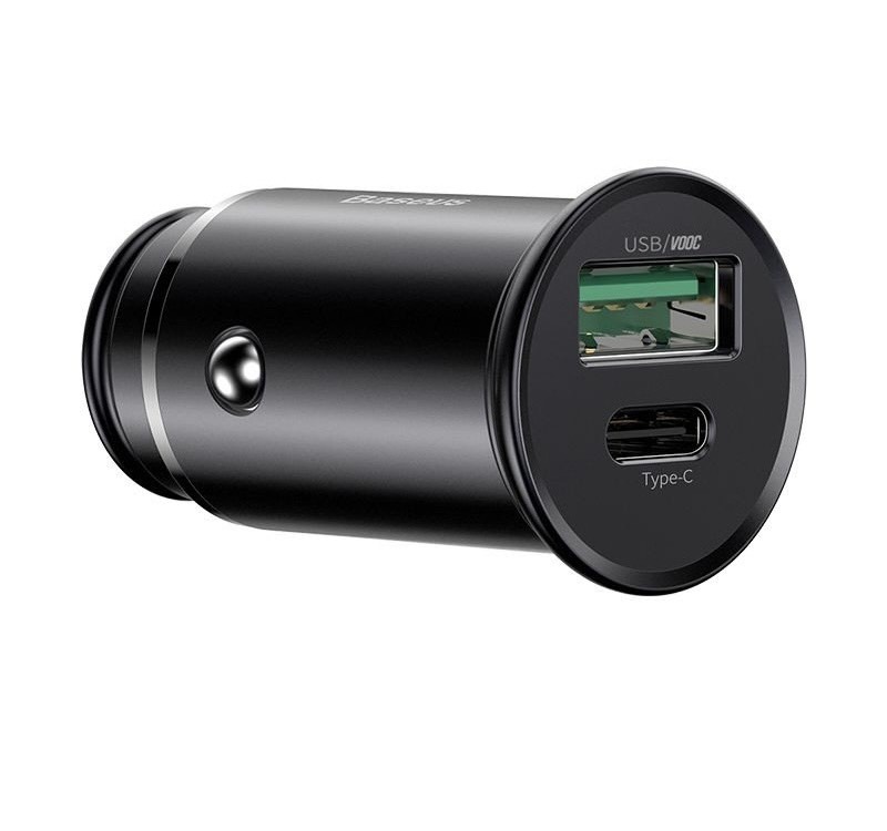 Tẩu Sạc Xe Hơi Hỗ Trợ Sạc Nhanh VOOC Baseus Circular Metal PPS Quick Charger Car Charger ( 30W , VOOC , Aluminum Alloy)  Hàng Chính Hãng