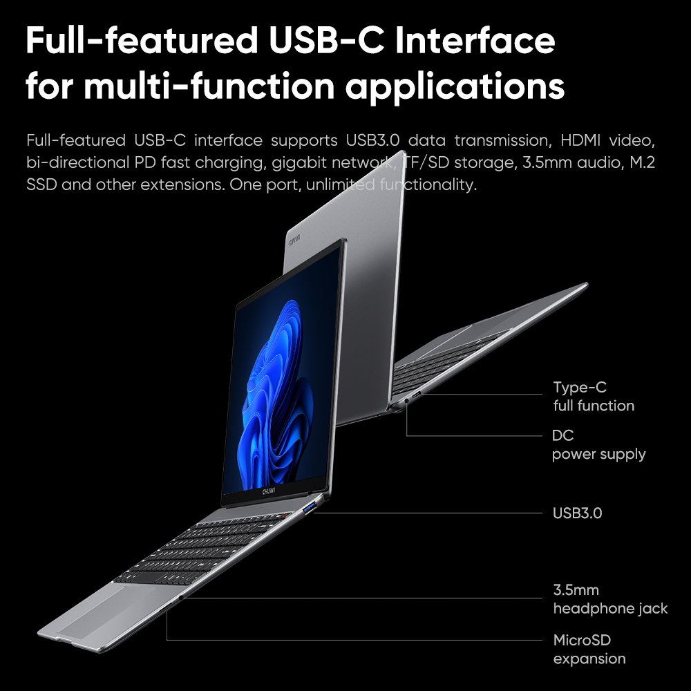 Laptop CHUWI LarkBook X Intel Celeron N5100 Intel UHD Graphics  14inch 8GB 256GB SSD Max 1TB SSD - Hàng Chính Hãng